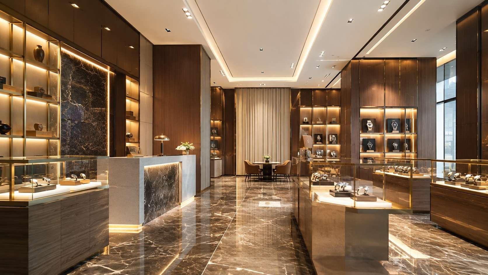 Luxury showroom with marble floors