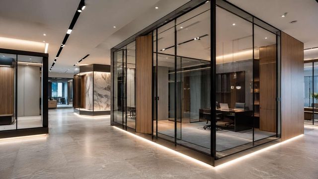 Glass-partitioned office floor