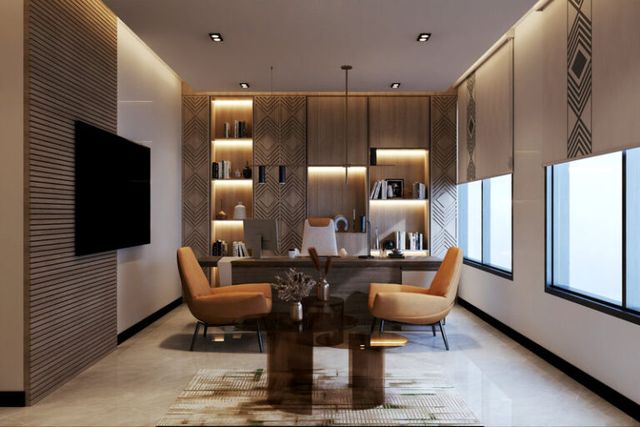 Timber-clad meeting room