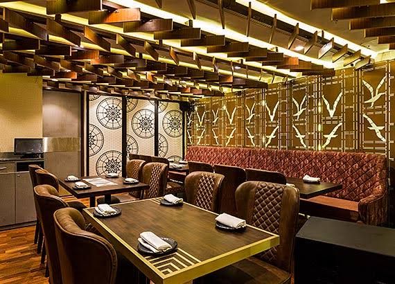 Restaurant with brass screens