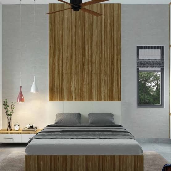 Guest room with timber headboard